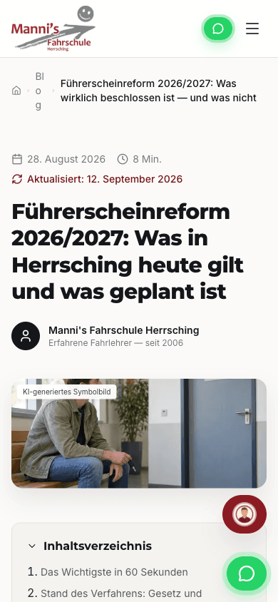 Der Reform-Artikel auf der Seite von Mannis Fahrschule